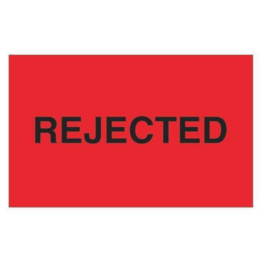 Tape Logic® Labels, "Rejected", 1 1/4" x 2", Fluorescent Red, 500/Roll