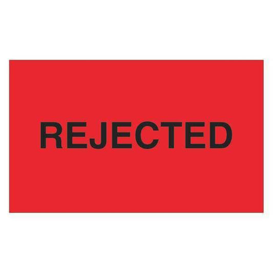 Tape Logic® Labels, "Rejected", 3" x 5", Fluorescent Red, 500/Roll
