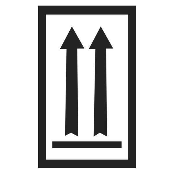 Tape Logic® Labels, "Two Black Arrows Over Black Bar, 3" x 5", Black/White, 500/Roll