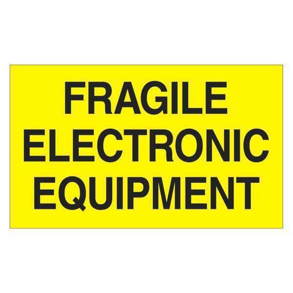 Tape Logic® Labels, "Fragile Electronic Equipment", 3" x 5", Fluorescent Yellow, 500/Roll