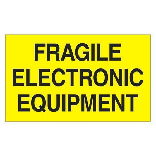 Tape Logic® Labels, "Fragile Electronic Equipment", 3" x 5", Fluorescent Yellow, 500/Roll