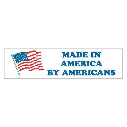 Tape Logic® Labels, "Made in America by Americans", 2" x 6", Red/White/Blue, 500/Roll