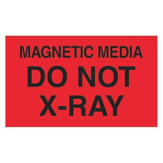Tape Logic® Labels, "Magnetic Media Do Not X-Ray", 3" x 5", Fluorescent Red, 500/Roll