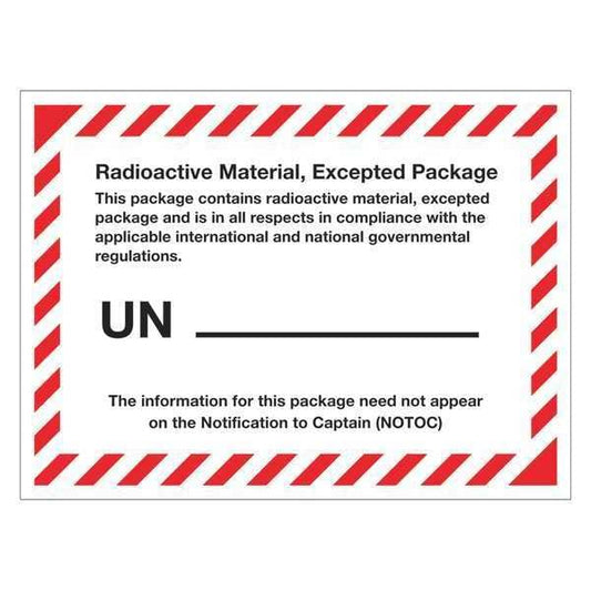 Tape Logic® Labels, "Radioactive Material, Excepted Package", 4 3/8" x 3 1/4", Blue/White, 500/Roll