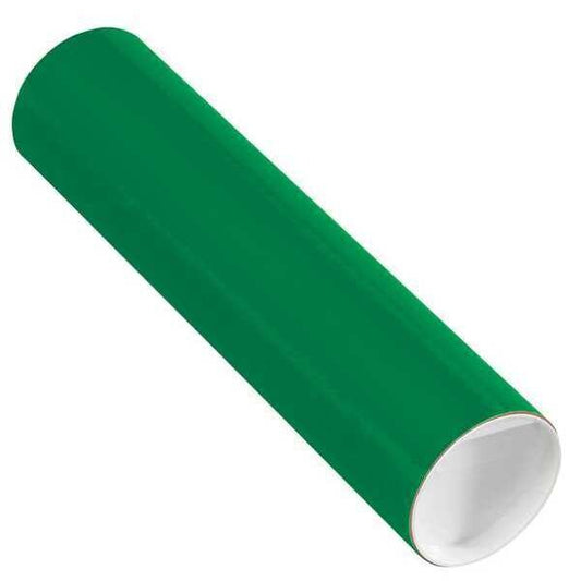 Mailing Tubes with Caps, 3" x 12", Green, 24/Case