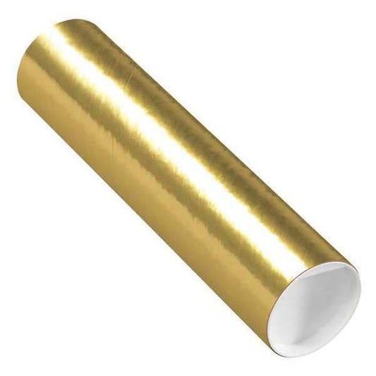 Mailing Tubes with Caps, 3" x 12", Gold, 24/Case