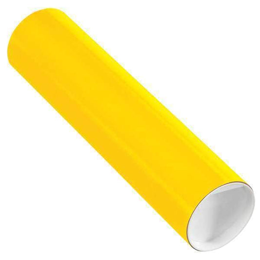 Mailing Tubes with Caps, 3" x 12", Yellow, 24/Case