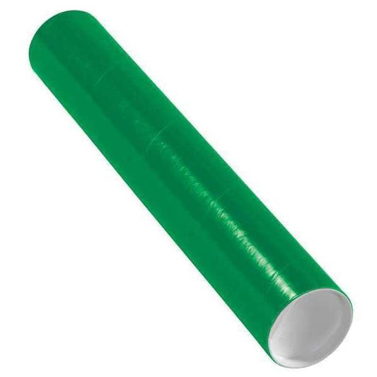 Mailing Tubes with Caps, 3" x 18", Green, 24/Case