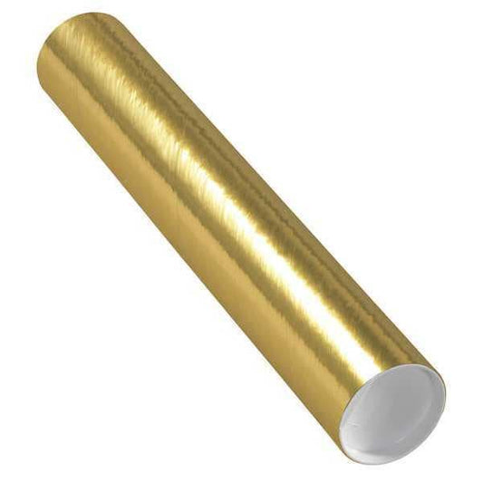 Mailing Tubes with Caps, 3" x 18", Gold, 24/Case