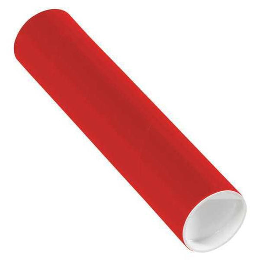 Mailing Tubes with Caps, 2" x 9", Red, 50/Case