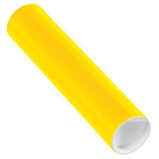 Mailing Tubes with Caps, 2" x 9", Yellow, 50/Case