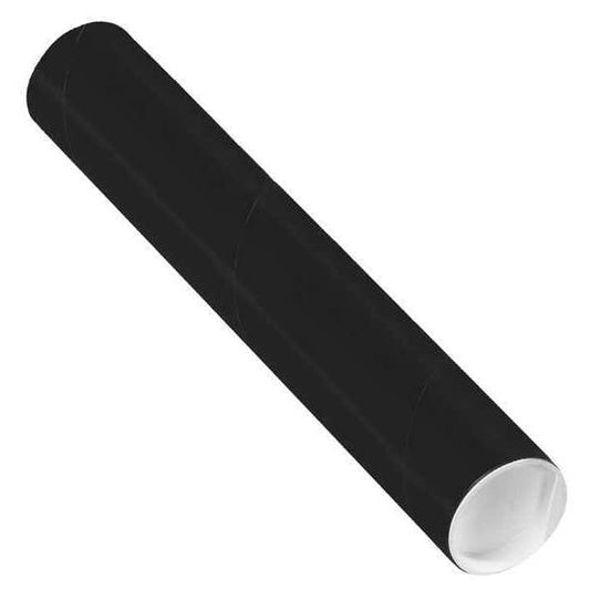 Mailing Tubes with Caps, 2" x 12", Black, 50/Case