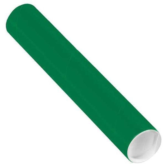 Mailing Tubes with Caps, 2" x 12", Green, 50/Case