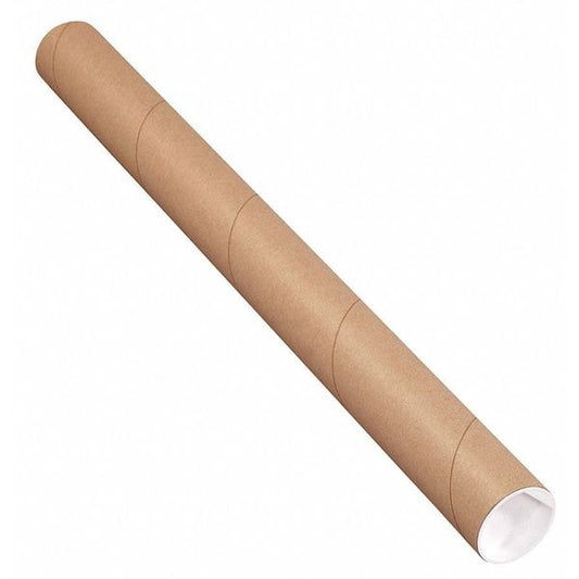 Mailing Tubes with Caps, 2" x 9", Kraft, 50/Case
