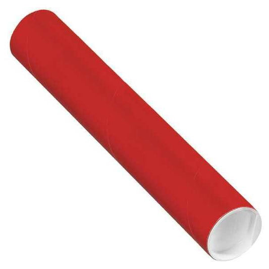 Mailing Tubes with Caps, 2" x 12", Red, 50/Case