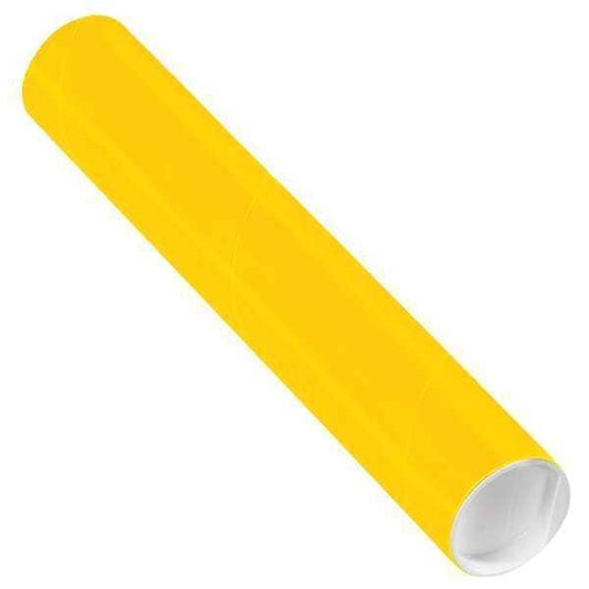 Mailing Tubes with Caps, 2" x 12", Yellow, 50/Case