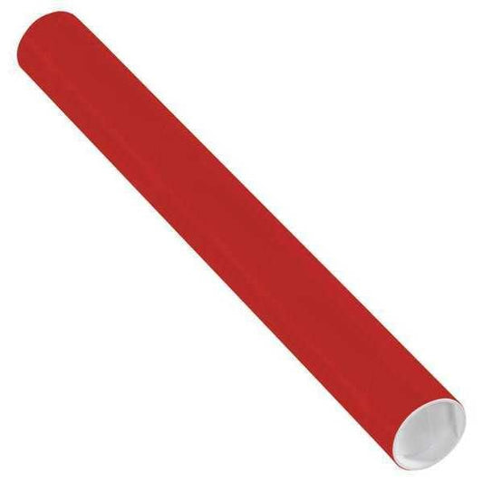 Mailing Tubes with Caps, 2" x 18", Red, 50/Case