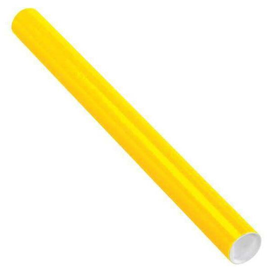 Mailing Tubes with Caps, 2" x 24", Yellow, 50/Case