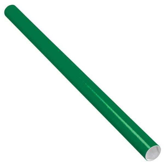 Mailing Tubes with Caps, 2" x 36", Green, 50/Case