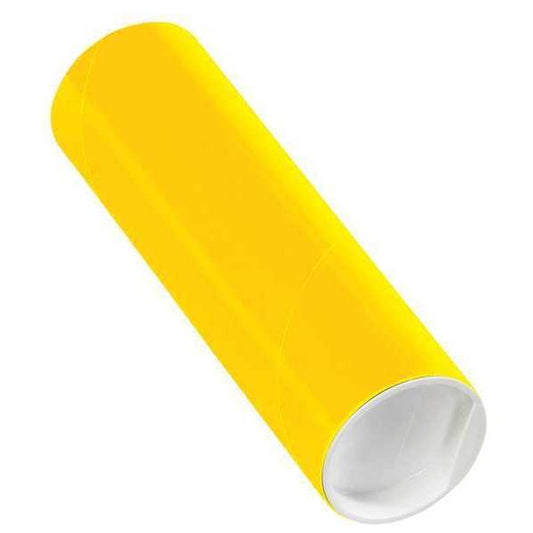 Mailing Tubes with Caps, 2" x 6", Yellow, 50/Case