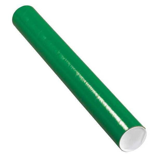 Mailing Tubes with Caps, 3" x 24", Green, 24/Case