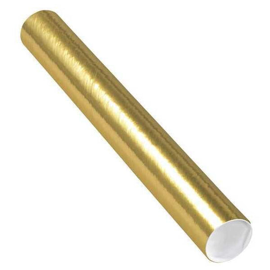 Mailing Tubes with Caps, 3" x 24", Gold, 24/Case