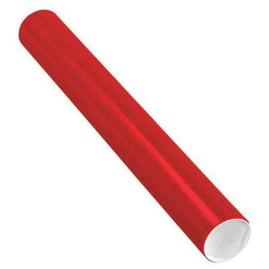 Mailing Tubes with Caps, 3" x 24", Red, 24/Case