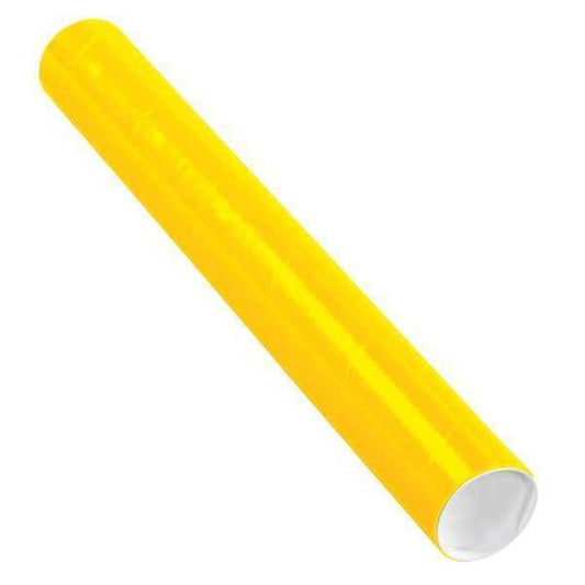 Mailing Tubes with Caps, 3" x 24", Yellow, 24/Case