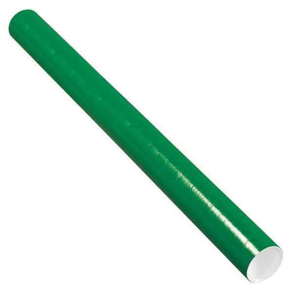 Mailing Tubes with Caps, 3" x 36", Green, 24/Case