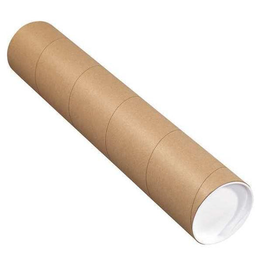 Mailing Tubes with Caps, 4" x 42", Kraft, 15/Case