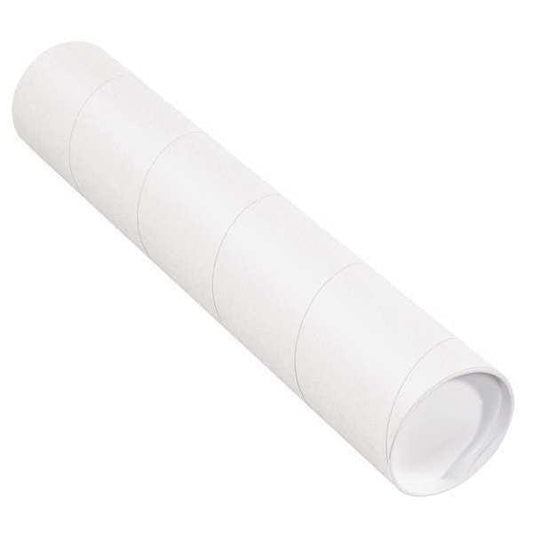 Mailing Tubes with Caps, 4" x 30", White, 15/Case