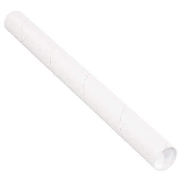Mailing Tubes with Caps, 2-1/2" x 18", White, 34/Case