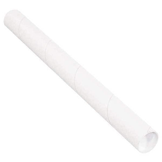 Mailing Tubes with Caps, 2-1/2" x 18", White, 34/Case