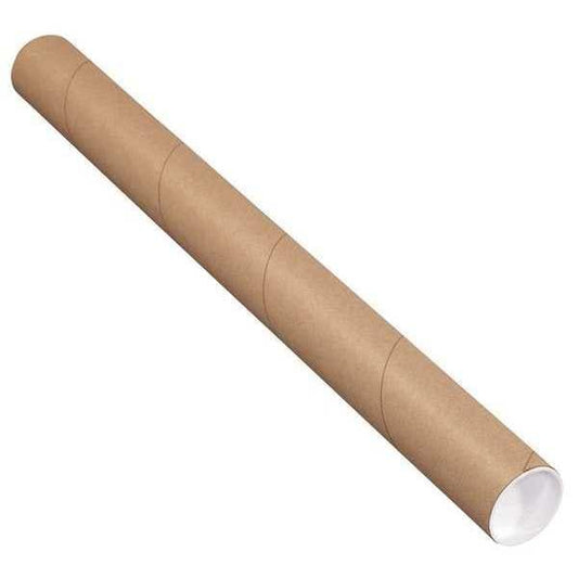 Mailing Tubes with Caps, 2-1/2" x 20", Kraft, 34/Case
