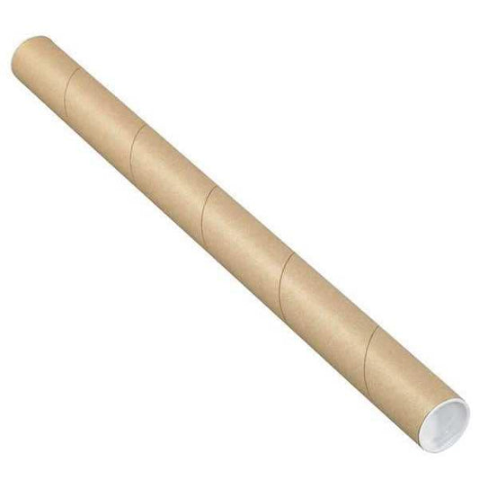 Mailing Tubes with Caps, 1-1/2" x 12", Kraft, 50/Case
