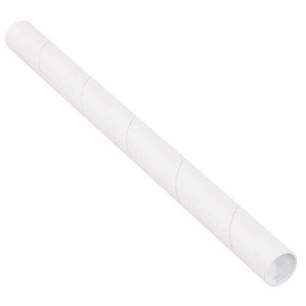 Mailing Tubes with Caps, 1-1/2" x 24", White, 50/Case