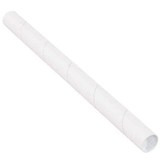 Mailing Tubes with Caps, 1-1/2" x 6", White, 50/Case