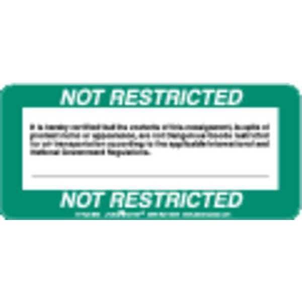 Not Restricted, Shipping Label, Pk500