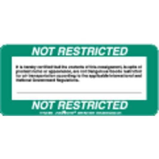 Not Restricted, Shipping Label, Pk500