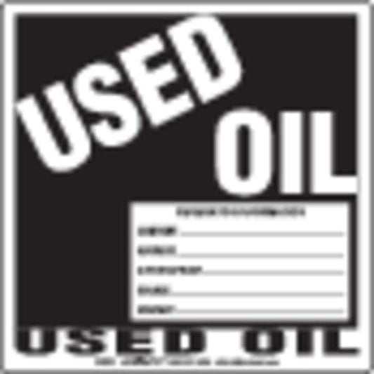 Used Oil Label PVC-Opr Info Stock, Pk100