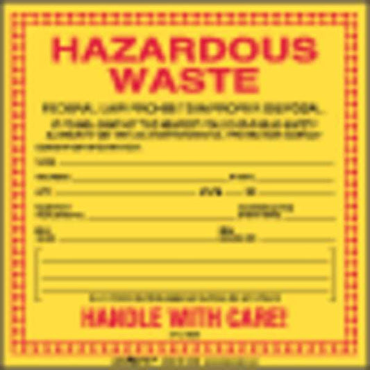 Standard Waste Label, 6"x6", Pk100