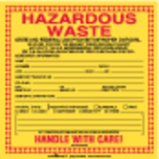 California Waste Label, Vinyl, 6"x6", Pk100