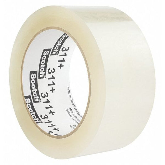 Carton Sealing Tape, 48 mm W, 100 m L, 2 mil Thick, Clear, Standard Duty, PK36