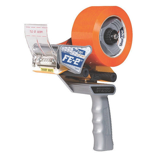 Handheld Tape Dispenser, 53 mm Max. Tape Width. 5 1/2 in Tape Core Dia, Pistol, Plastic, Gray