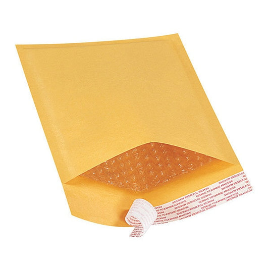 Self-Seal Bubble Mailers, #0, 6" x 10", Kraft, 250/Case