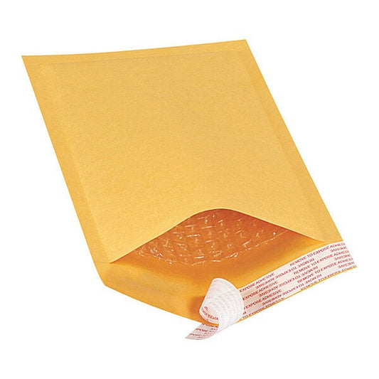 Self-Seal Bubble Mailers, #00, 5" x 10", Kraft, 250/Case