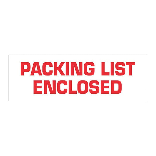 Tape Logic® Pre-Printed Carton Sealing Tape, "Packing List Enclosed", 2.2 Mil, 3" x 110 yds, Red/White, 24/Case