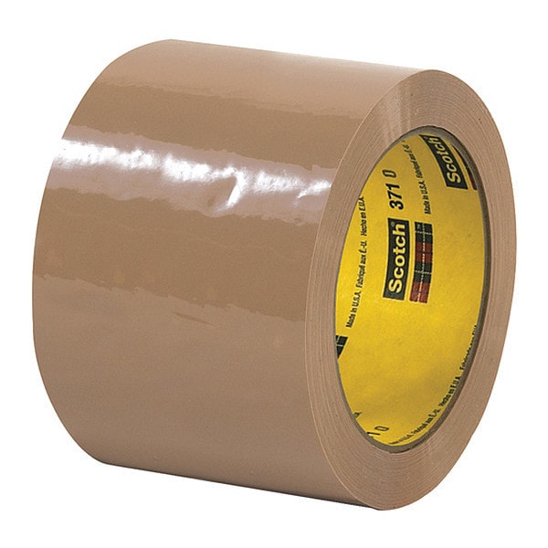 3M™ 371 Carton Sealing Tape, 1.9 Mil, 3" x 55 yds., Tan, 24/Case