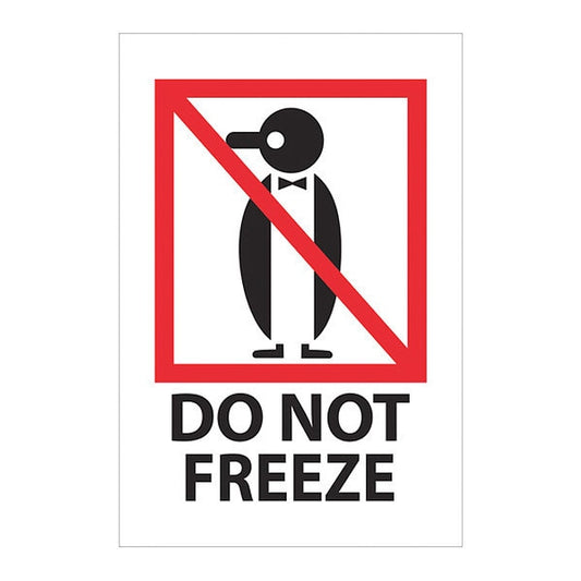 Tape Logic® Labels, "Do Not Freeze", 4 x 6", Red/White/Black, 500/Roll