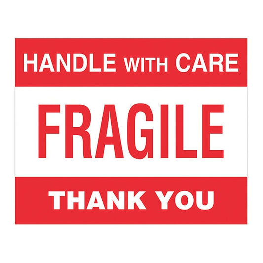 Tape Logic® Labels, "Fragile Handle With Care", 8 x 10", Red/White/Black, 250/Roll